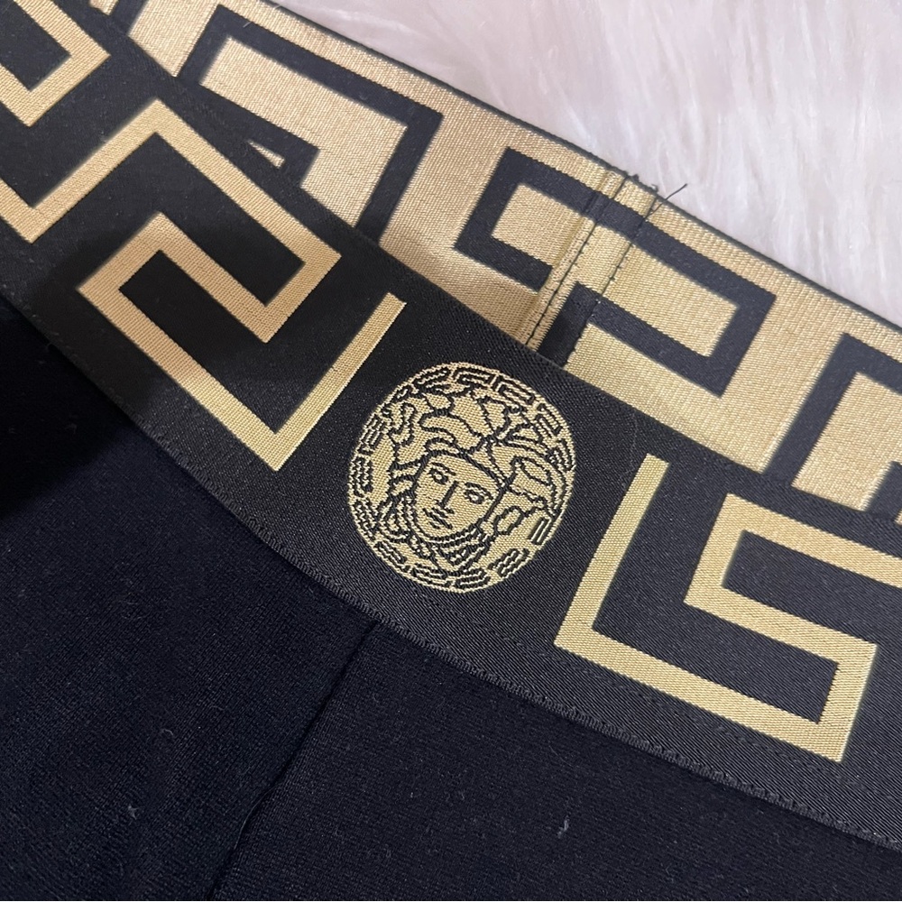 Versace Greca Logo Waistband Black & Gold Leggings